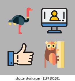 african icon set. vector set about computer, animals, ostrich and like icons set.