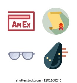 african icon set. vector set about glasses, animals, american express and diploma icons set.