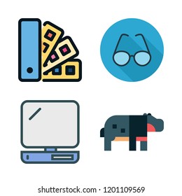 african icon set. vector set about computer, home repair, hippopotamus and glasses icons set.