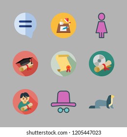 african icon set. vector set about speech bubble, glasses, graduate and woman icons set.