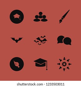 african icon. african vector icons set brush, graduation hat, people and work group gear