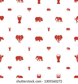 african icons pattern seamless white background. Included editable filled hippopotamus, drum, elephant, giraffe icons. african icons for web and mobile.