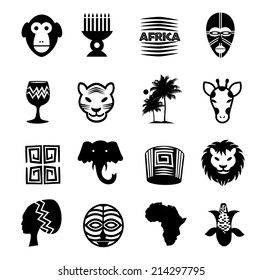 African icons pictograms set. EPS 10 vector.