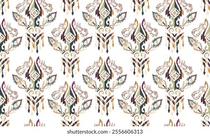African Ikat Embroidery Patterns, Boho Paisley, Ikat Patterns, Ethnic Patterns Design for background, carpet, wallpaper, clothing, wrapping, batik, fabric, embroidery style vector illustration.