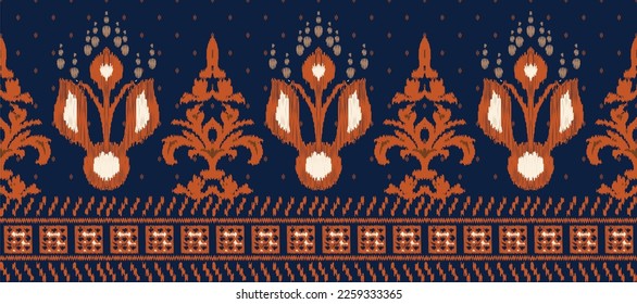 African Ikat fabric paisley embroidery background. geometric ethnic oriental pattern traditional. Ikat Aztec style abstract vector illustration. design for print texture,fabric,saree,sari,carpet.