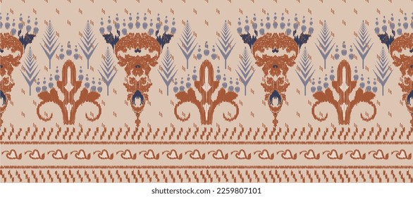 African Ikat fabric paisley embroidery background. geometric ethnic oriental pattern traditional. Ikat Aztec style abstract vector illustration. design for print texture,fabric,saree,sari,carpet.