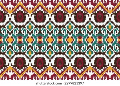 African Ikat fabric paisley embroidery background. geometric ethnic oriental pattern traditional. Ikat Aztec style abstract vector illustration. design for print texture,fabric,saree,sari,carpet.