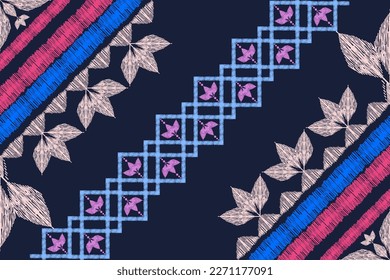 African Ikat floral paisley embroidery background,geometric ethnic oriental pattern traditional,Aztec style,Abstract vector, Chevron embroidery illustration,Design for printing business.