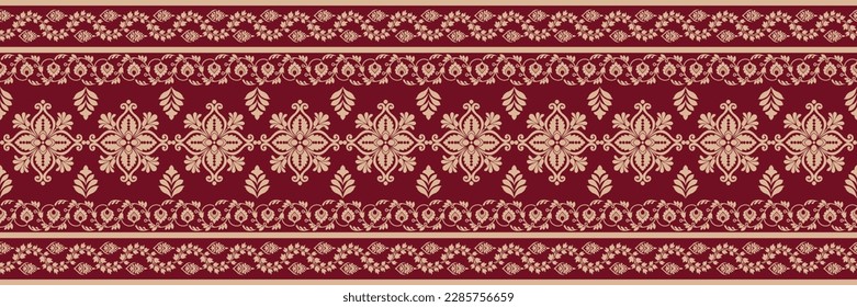 African Ikat floral paisley embroidery on navy blue background.geometric ethnic oriental pattern traditional.Aztec style abstract vector illustration.design for texture,fabric,clothing,wrapping,scarf.