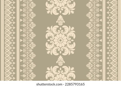 African Ikat floral paisley embroidery on navy blue background.geometric ethnic oriental pattern traditional.Aztec style abstract vector illustration.design for texture,fabric,clothing,wrapping,scarf.