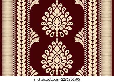 African Ikat floral paisley embroidery on white background.geometric ethnic oriental pattern traditional.Aztec style abstract vector illustration.design for texture,fabric,clothing,wrapping,carpet.