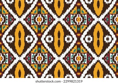 African Ikat floral paisley embroidery background. geometric ethnic oriental pattern traditional. Ikat Aztec style abstract vector illustration. design for print texture,fabric,saree,sari,carpet.