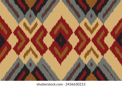 African Ikat Floral Paisley Embroidery Background. Geometric Ethnic Oriental Pattern Traditional. Aztec Style Abstract Vector Illustration. Design for Texture, Fabric, Clothing, Wrapping, Carpet.