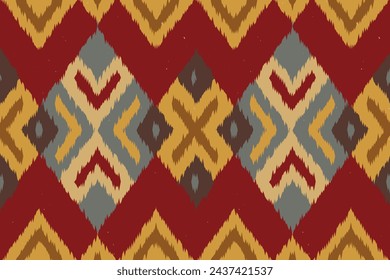 African Ikat Floral Paisley Embroidery Background. Geometric Ethnic Oriental Pattern Traditional. Aztec Style Abstract Vector Illustration. Design for Texture, Fabric, Clothing, Wrapping, Carpet.