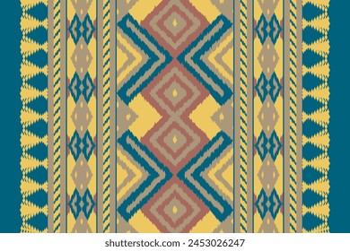 African Ikat floral paisley embroidery seamless background. Geometric ethnic oriental pattern traditional. Aztec style abstract vector illustration. Design for texture,fabric,clothing,wrapping,carpet.