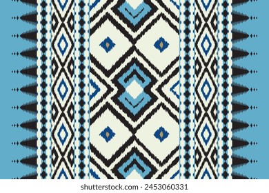 African Ikat floral paisley embroidery seamless background. Geometric ethnic oriental pattern traditional. Aztec style abstract vector illustration. Design for texture,fabric,clothing,wrapping,carpet.