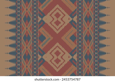 African Ikat floral paisley embroidery seamless background. Geometric ethnic oriental pattern traditional. Aztec style abstract vector illustration. Design for texture,fabric,clothing,wrapping,carpet.