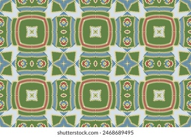 African Ikat Floral Paisley Embroidery Color Background. Geometric Ethnic Oriental Pattern Traditional. Aztec Style Abstract Vector Illustration. Design for Texture, Fabric, Clothing, Wrapping,carpet.