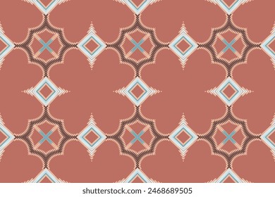 African Ikat Floral Paisley Embroidery Color Background. Geometric Ethnic Oriental Pattern Traditional. Aztec Style Abstract Vector Illustration. Design for Texture, Fabric, Clothing, Wrapping,carpet.
