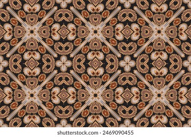 African Ikat Floral Paisley Embroidery Color Background. Geometric Ethnic Oriental Pattern Traditional. Aztec Style Abstract Vector Illustration. Design for Texture, Fabric, Clothing, Wrapping,carpet.