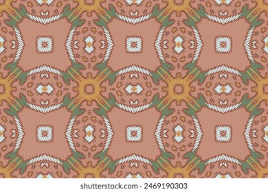 African Ikat Floral Paisley Embroidery Color Background. Geometric Ethnic Oriental Pattern Traditional. Aztec Style Abstract Vector Illustration. Design for Texture, Fabric, Clothing, Wrapping,carpet.