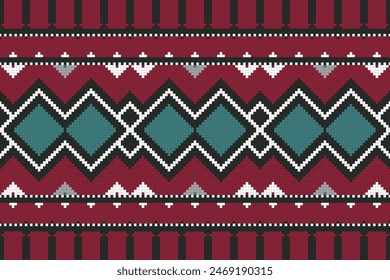 African Ikat Floral Paisley Embroidery Color Background. Geometric Ethnic Oriental Pattern Traditional. Aztec Style Abstract Vector Illustration. Design for Texture, Fabric, Clothing, Wrapping,carpet.