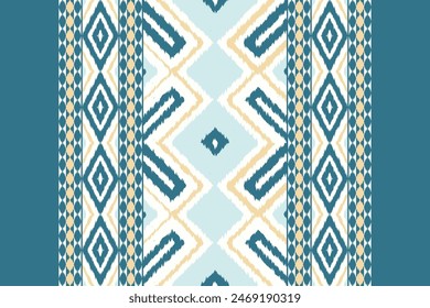 African Ikat Floral Paisley Embroidery Color Background. Geometric Ethnic Oriental Pattern Traditional. Aztec Style Abstract Vector Illustration. Design for Texture, Fabric, Clothing, Wrapping,carpet.