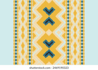 African Ikat Floral Paisley Embroidery Color Background. Geometric Ethnic Oriental Pattern Traditional. Aztec Style Abstract Vector Illustration. Design for Texture, Fabric, Clothing, Wrapping,carpet.