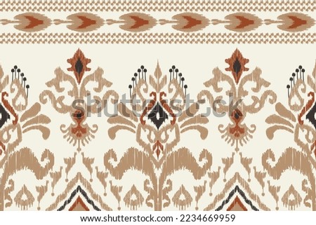 African Ikat floral paisley embroidery on white background.geometric ethnic oriental pattern traditional.Aztec style abstract vector illustration.design for texture,fabric,clothing,wrapping,carpet. Foto d'archivio © 