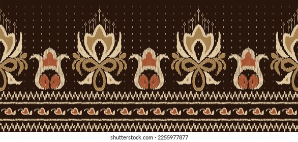 African Ikat paisley embroidery. Batik Textile ikat Aztec seamless pattern digital vector design for Print saree Kurti Borneo Fabric border Ikkat Dupatta