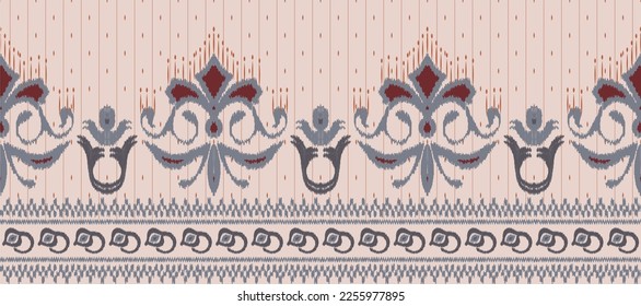 African Ikat paisley embroidery. Batik Textile Filipino ikat seamless pattern digital vector design for Print saree Kurti Borneo Fabric border brush symbols swatches party wear