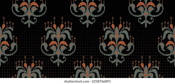African Ikat paisley embroidery. Batik Textile ikat Aztec seamless pattern digital vector design for Print saree Kurti Borneo Fabric border brush party wear