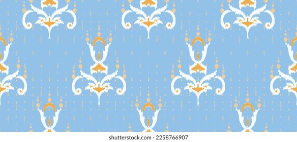African Ikat paisley embroidery. Batik Textile ikat design seamless pattern digital vector design for Print saree Kurti Borneo Fabric border Ikkat Dupatta