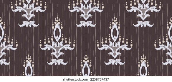 African Ikat paisley embroidery. Batik Textile ikat diamond seamless pattern digital vector design for Print saree Kurti Borneo Fabric border Ikkat Dupatta