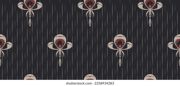 African Ikat paisley embroidery. Batik Textile ikat fabric seamless pattern digital vector design for Print saree Kurti Borneo Fabric border brush stylish