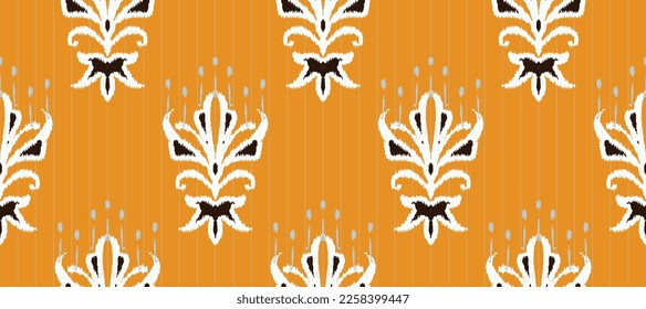 African Ikat paisley embroidery. Ethnic ikat texture African Ikat paisley embroidery. Batik textile seamless pattern digital vector design for Print saree Kurti Borneo Fabric border brush stylish