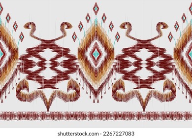 African Ikat paisley embroidery. Navajo geometric ethnic oriental seamless pattern traditional.Aztec style abstract vector, Chevron embroidery illustration,Design for printing business.