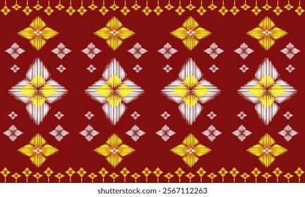 African Ikat paisley embroidery. Ikat pattern tribal Aztec Geometric Traditional ethnic oriental design for the background. Folk, Indian, Scandinavian, Gypsy, saree Borneo Fabric border Ikkat