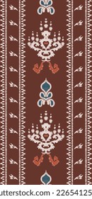 African Ikat paisley embroidery. Ikat seamless pattern tribal Aztec Geometric Traditional ethnic oriental design for background. Folk, Indian, Scandinavian, Gypsy, saree Borneo Fabric border Ikkat