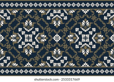 African Ikat paisley embroidery. Ikat seamless tribal African Geometric Traditional ethnic oriental design for the background. Folk, Indian, Scandinavian, Gypsy, saree Borneo Fabric