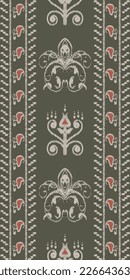 African Ikat paisley embroidery. Ikat stripe tribal background Geometric Traditional ethnic oriental design for the background. Folk, Indian, Scandinavian, Gypsy, saree Borneo Fabric border Ikkat