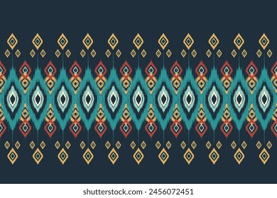 African Ikat paisley embroidery.geometric ethnic oriental seamless pattern traditional on white background.Aztec style abstract vector illustration.design for texture,fabric,clothing,wrapping,carpet.