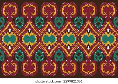 African Ikat paisley pattern embroidery background. geometric ethnic oriental pattern traditional. Ikat Aztec style abstract vector illustration. design for print texture,fabric,saree,sari,carpet.