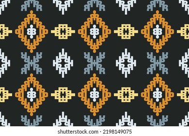 African Ikat paisley seamless pattern. Motif ikat background batik textile seamless pattern digital vector design for Print saree Kurti Borneo Fabric border brush symbols swatches designer