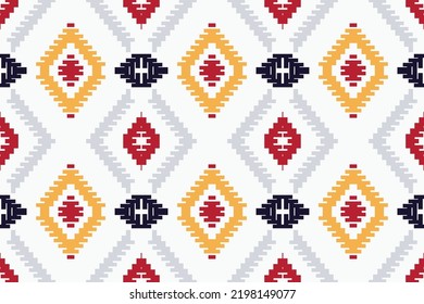 African Ikat paisley seamless pattern. Motif ikat background batik textile seamless pattern digital vector design for Print saree Kurti Borneo Fabric border brush symbols swatches party wear