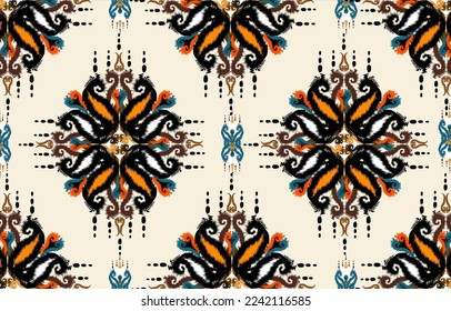 El Ikat africano paisley es un patrón impecable.
patrón geométrico étnico oriental tradicional sobre fondo azul.
Ilustración vectorial abstracta de estilo azteca.diseño para textura, tela,
ropa, envoltura, alfombra,