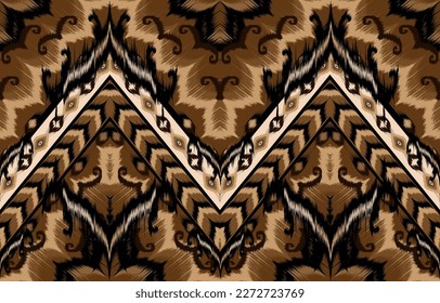 African Ikat paisley seamless pattern.
geometric ethnic oriental pattern traditional on blue background.
Aztec style abstract vector illustration.design for texture,fabric,
clothing,wrapping,carpet,pr