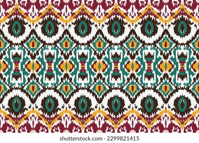 African Ikat seamless pattern embroidery background. geometric ethnic oriental pattern traditional. Ikat Aztec style abstract vector illustration. design for print texture,fabric,saree,sari,carpet.