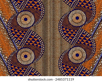 African and indonesia ankara seamless pattern, geometrics shape illustration, background, fashion artwork for Fabric print, clothes, scarf, shawl, carpet