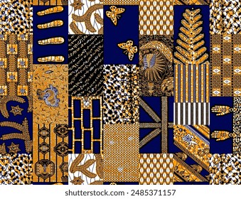 African and indonesia ankara seamless pattern, geometrics shape illustration, background, fashion artwork for Fabric print, clothes, scarf, shawl, carpet